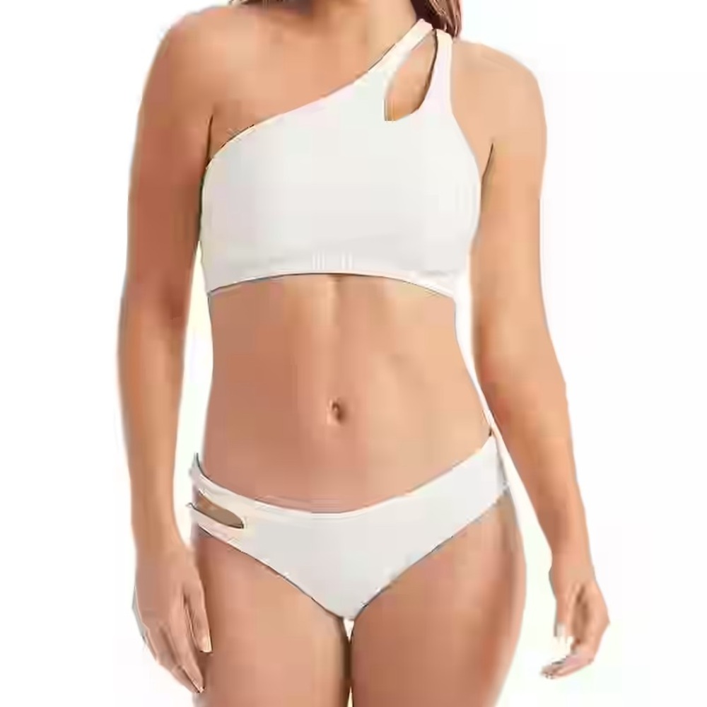 Jessica Simpson one shoulder textured bikini SET